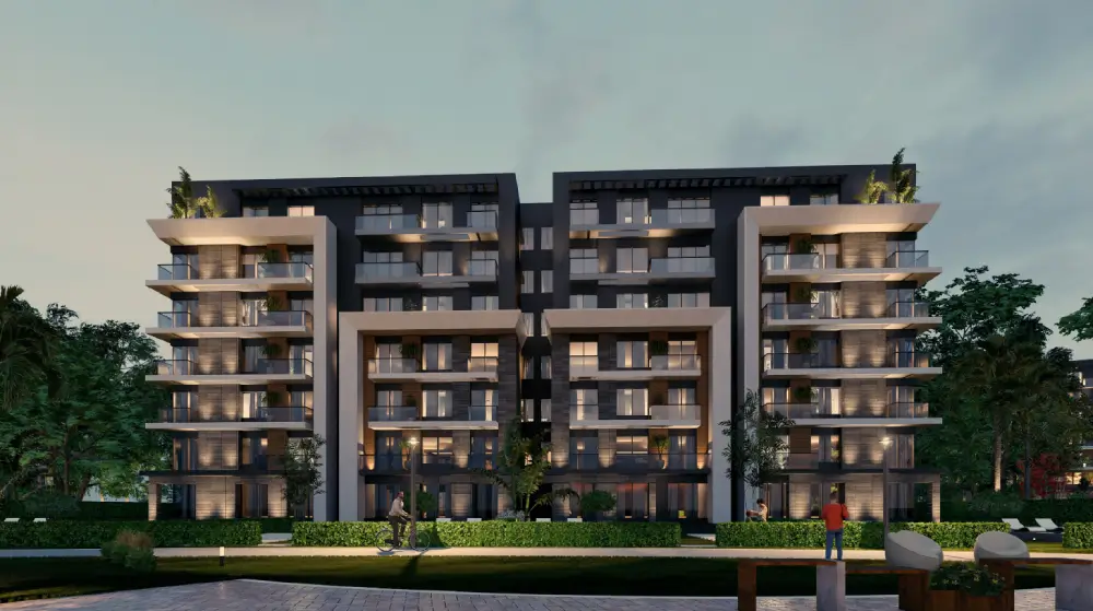Monark Residences apartment buildings and green spaces